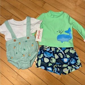 Infant Baby Boy Easter Cat and Jack + Baby Boy Carters Swim 0/3 Month Bundle new